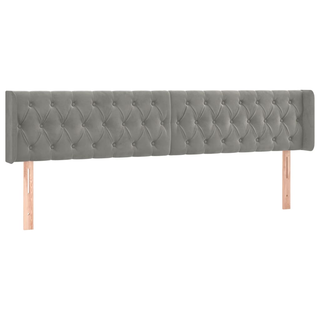Tête de lit avec oreilles Gris clair 183x16x78/88 cm Velours - XIOS