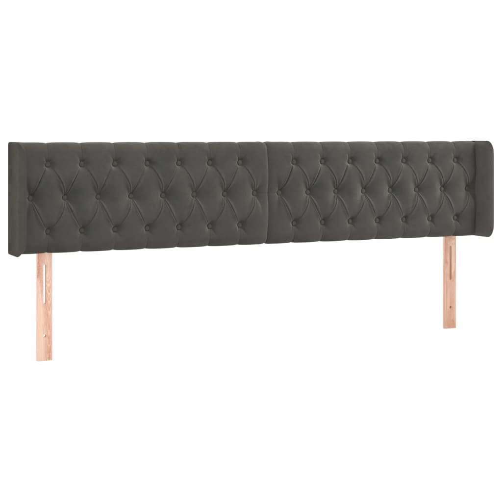 Tête de lit avec oreilles Gris foncé 183x16x78/88 cm Velours - XIOS