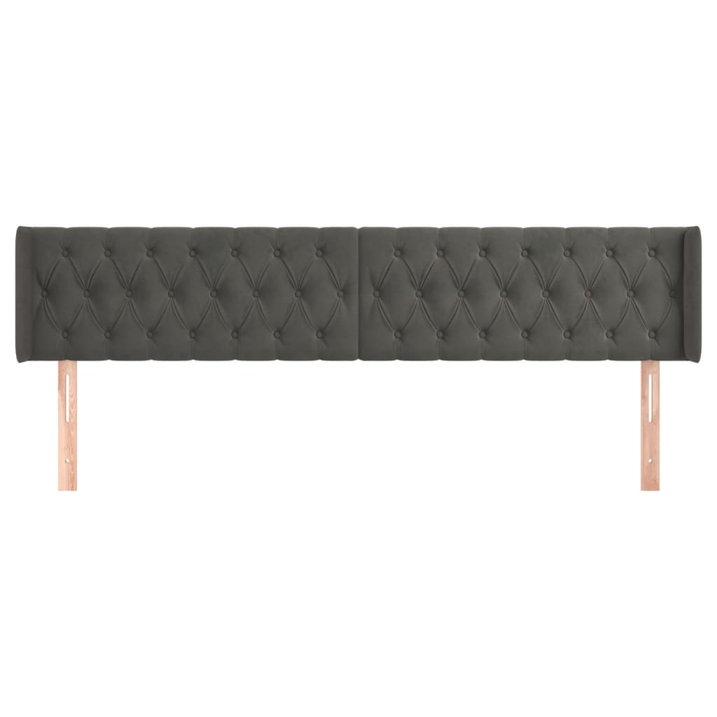 Tête de lit avec oreilles Gris foncé 183x16x78/88 cm Velours - XIOS