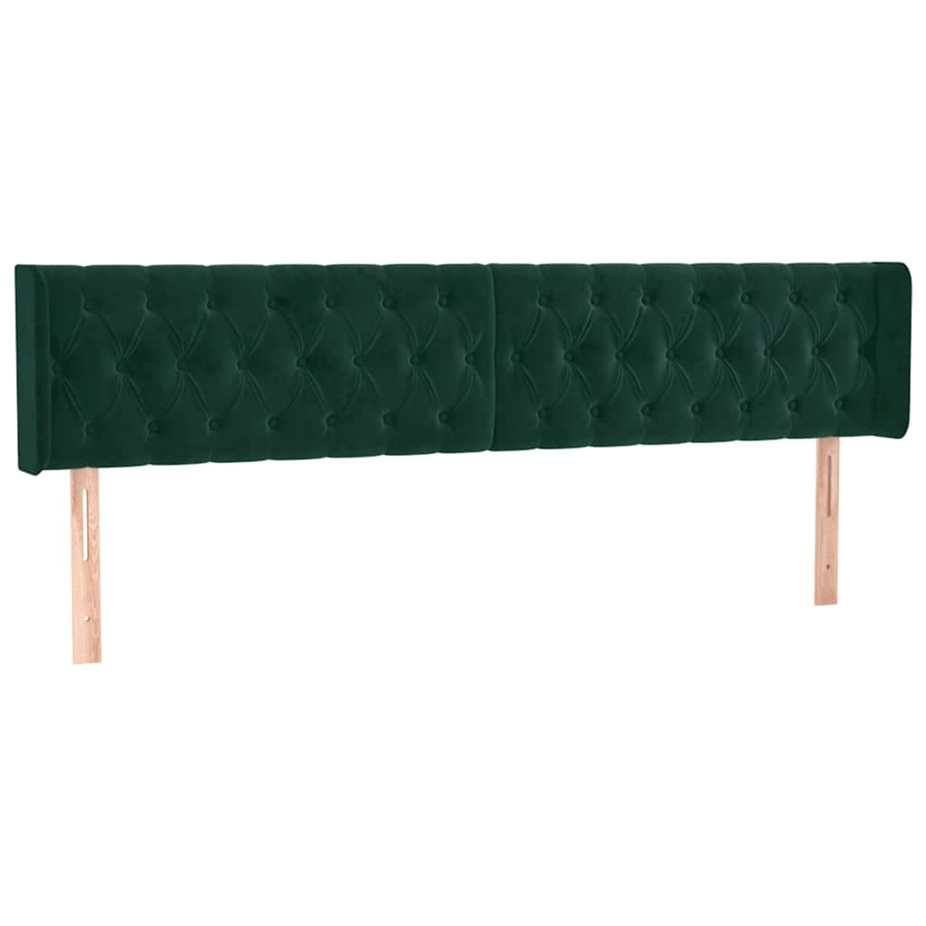 Tête de lit avec oreilles Vert foncé 183x16x78/88 cm Velours - XIOS