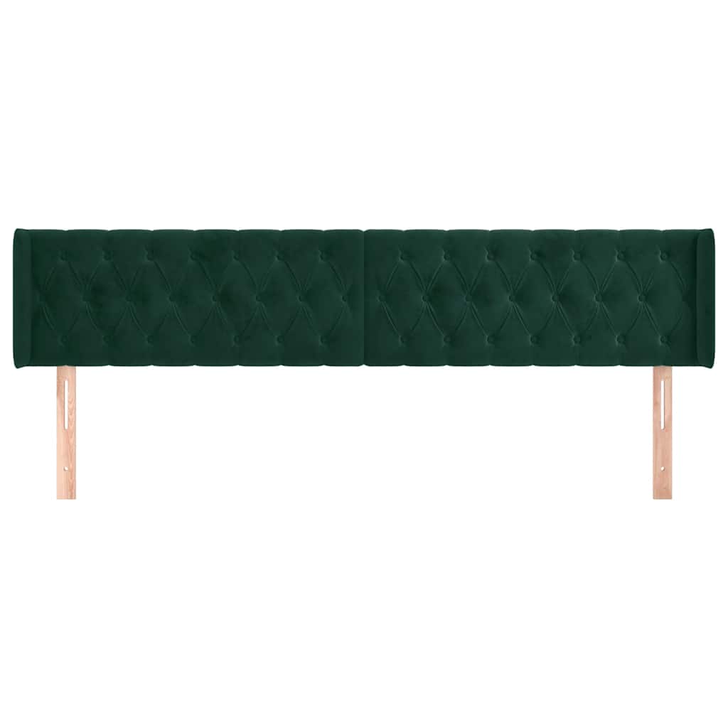 Tête de lit avec oreilles Vert foncé 183x16x78/88 cm Velours - XIOS