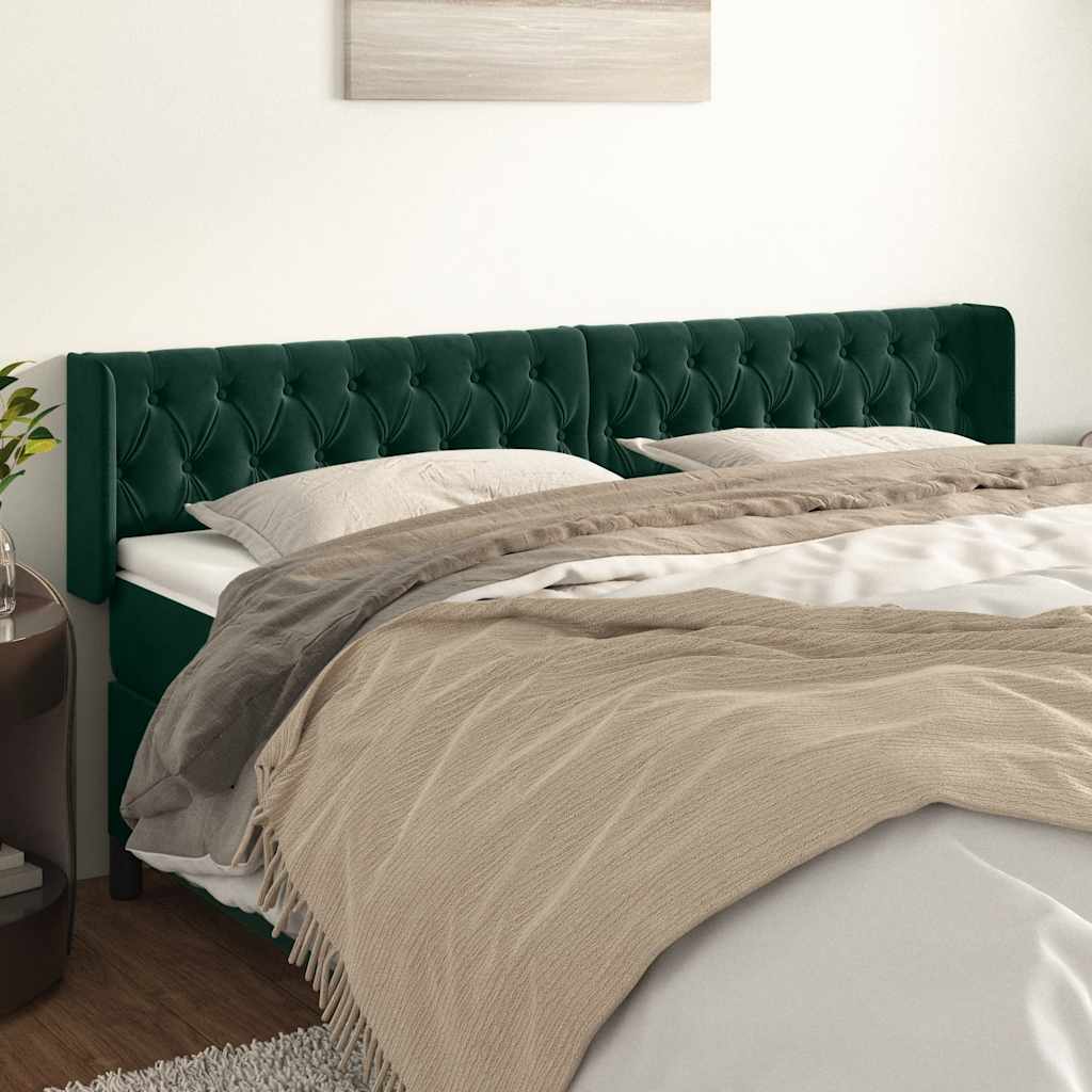 Tête de lit avec oreilles Vert foncé 183x16x78/88 cm Velours - XIOS