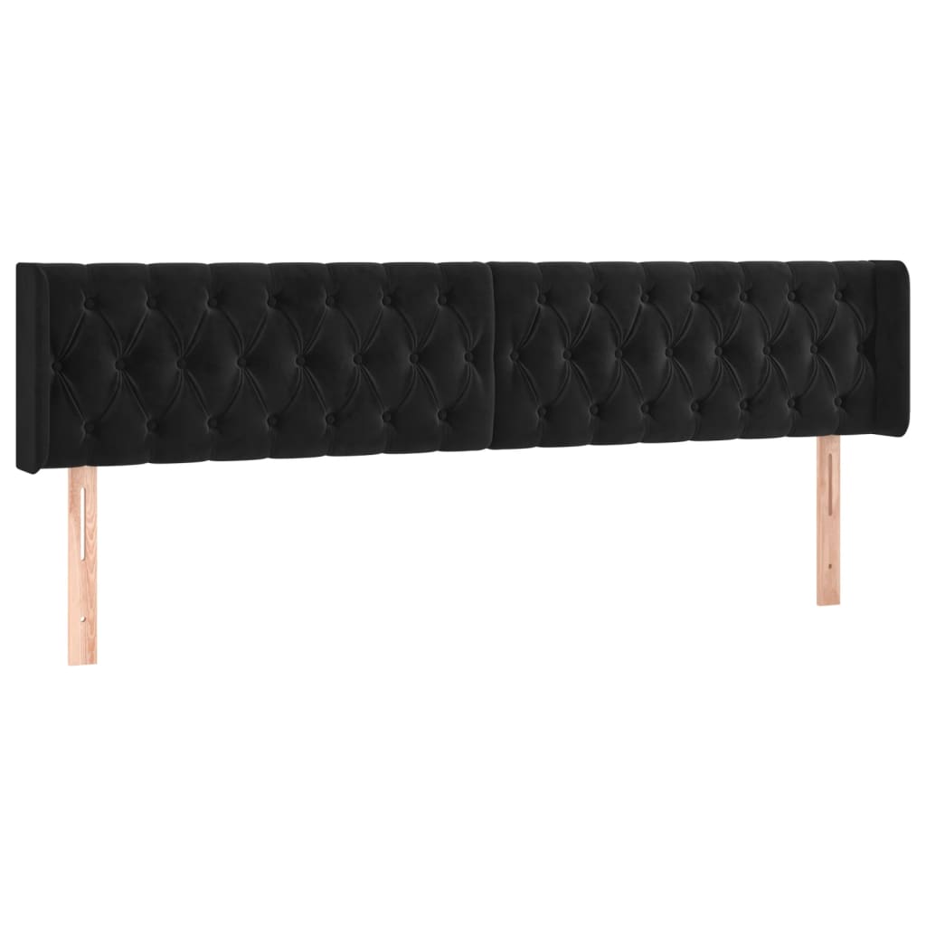 Tête de lit avec oreilles Noir 203x16x78/88 cm Velours - XIOS