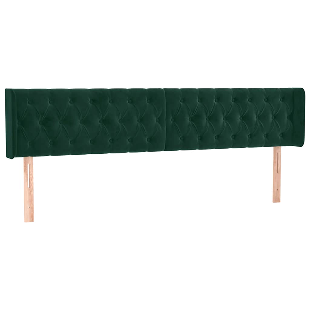 Tête de lit avec oreilles Vert foncé 203x16x78/88 cm Velours - XIOS