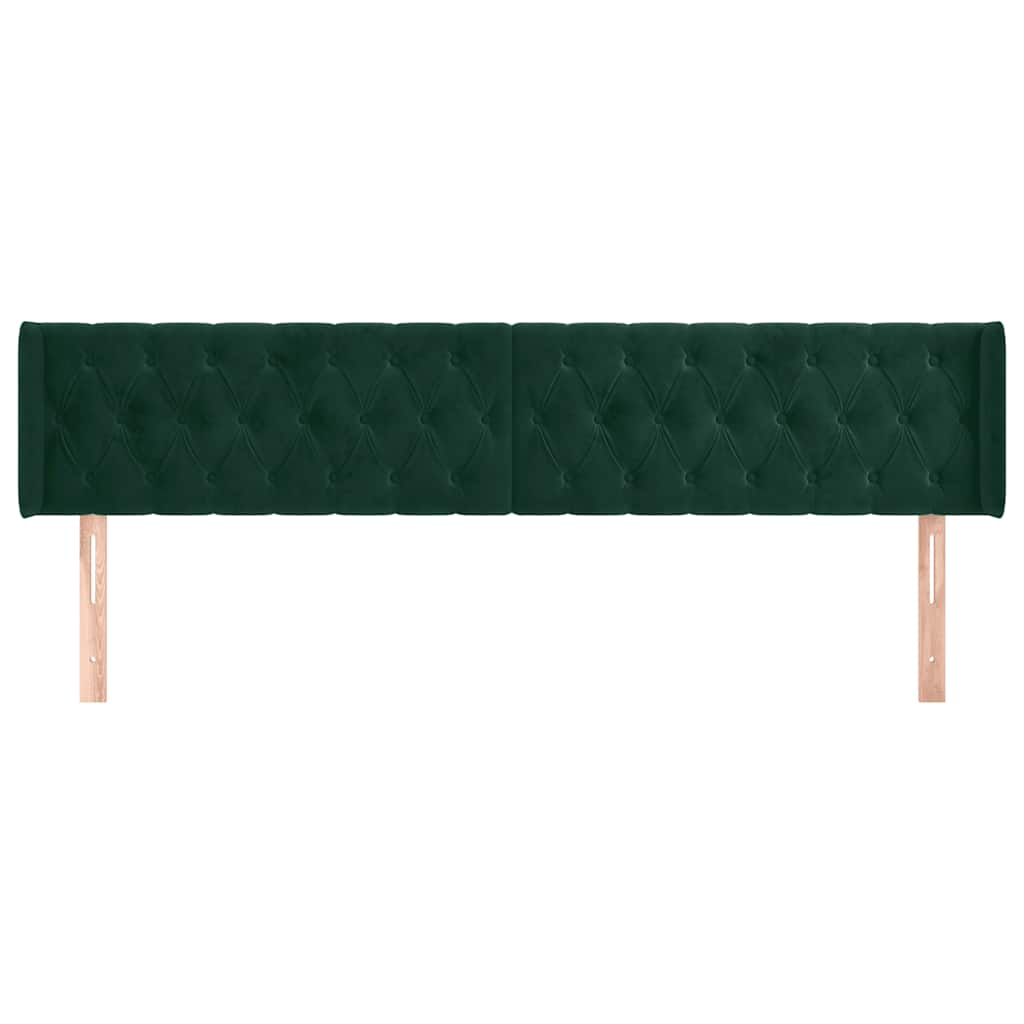 Tête de lit avec oreilles Vert foncé 203x16x78/88 cm Velours - XIOS