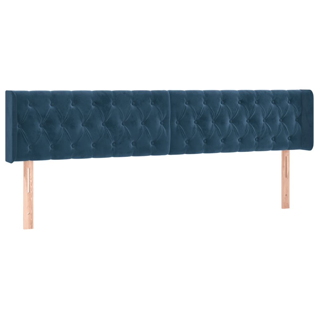 Tête de lit avec oreilles Bleu foncé 203x16x78/88 cm Velours - XIOS