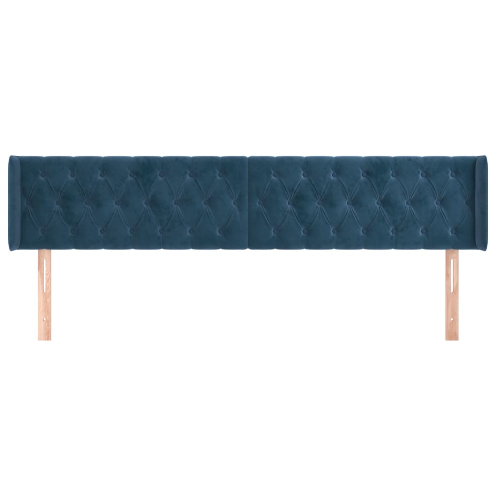 Tête de lit avec oreilles Bleu foncé 203x16x78/88 cm Velours - XIOS