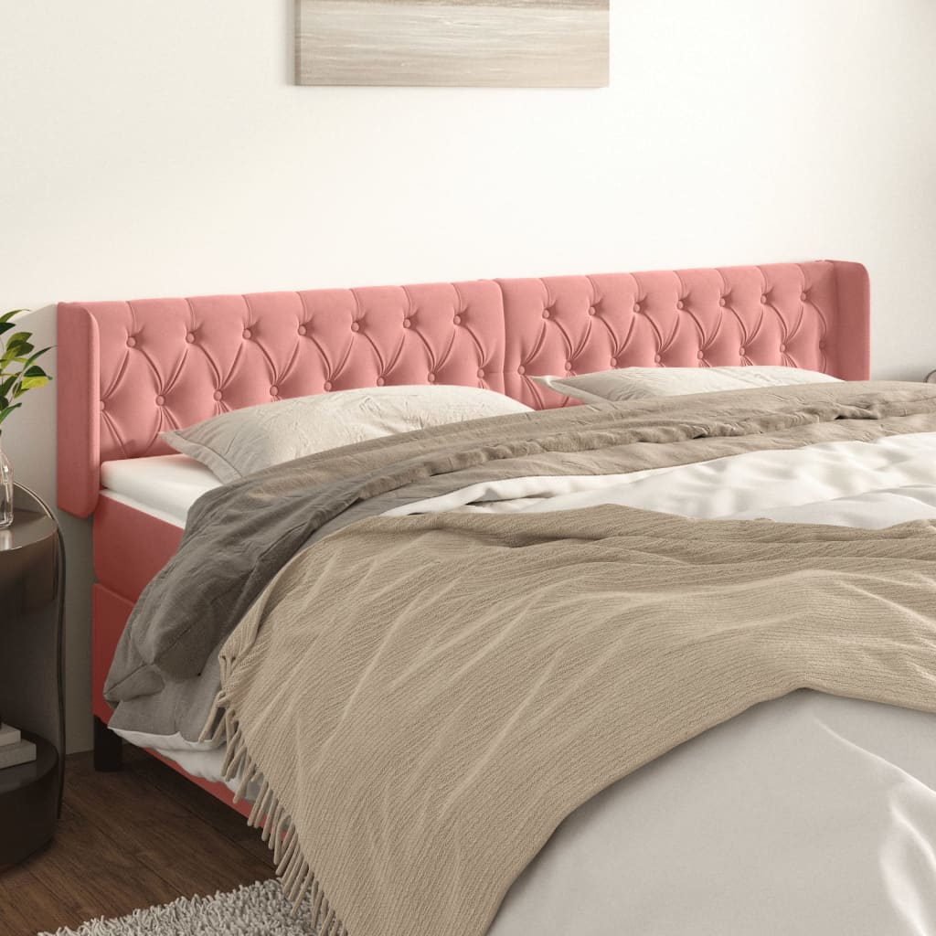 Tête de lit avec oreilles Rose 203x16x78/88 cm Velours - XIOS
