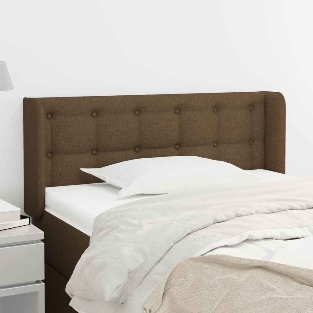 Tête de lit avec oreilles Marron Foncé 103x16x78/88 cm Tissu - XIOS