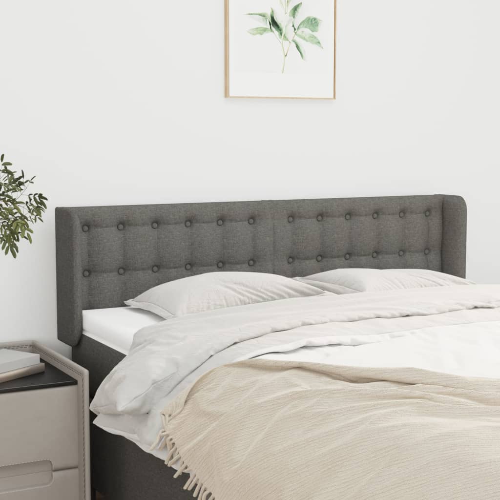 Tête de lit avec oreilles Gris foncé 147x16x78/88 cm Tissu - XIOS