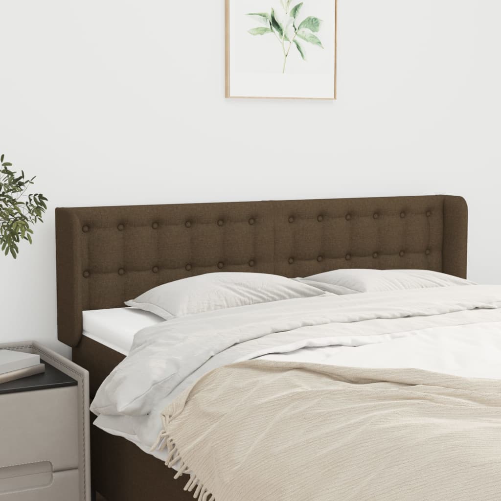 Tête de lit avec oreilles Marron Foncé 147x16x78/88 cm Tissu - XIOS