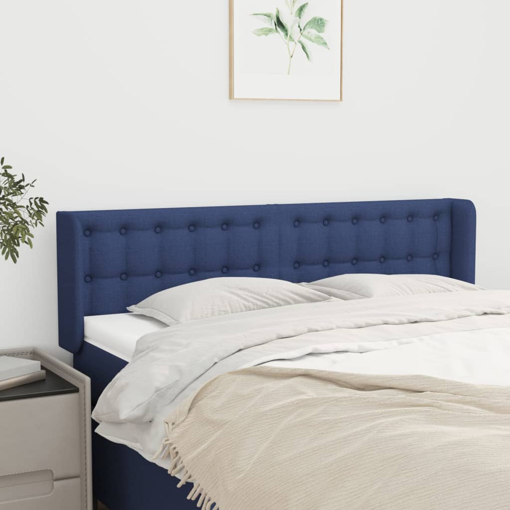 Tête de lit avec oreilles Bleu 147x16x78/88 cm Tissu - XIOS