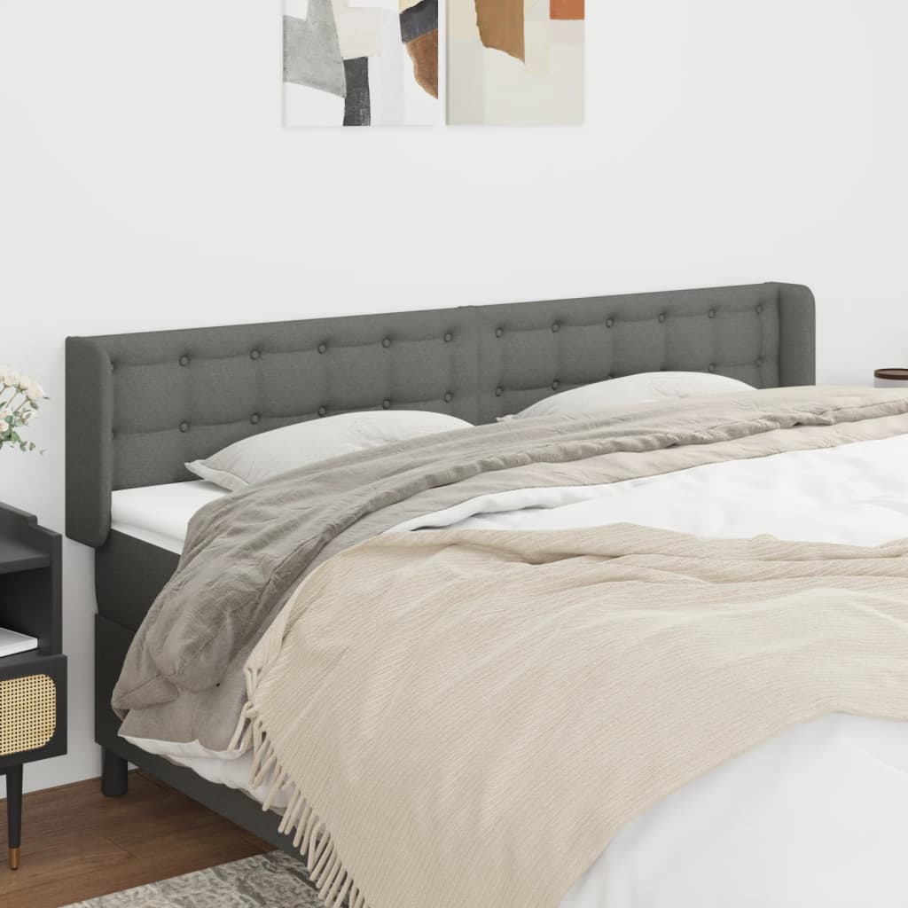 Tête de lit avec oreilles Gris foncé 163x16x78/88 cm Tissu - XIOS