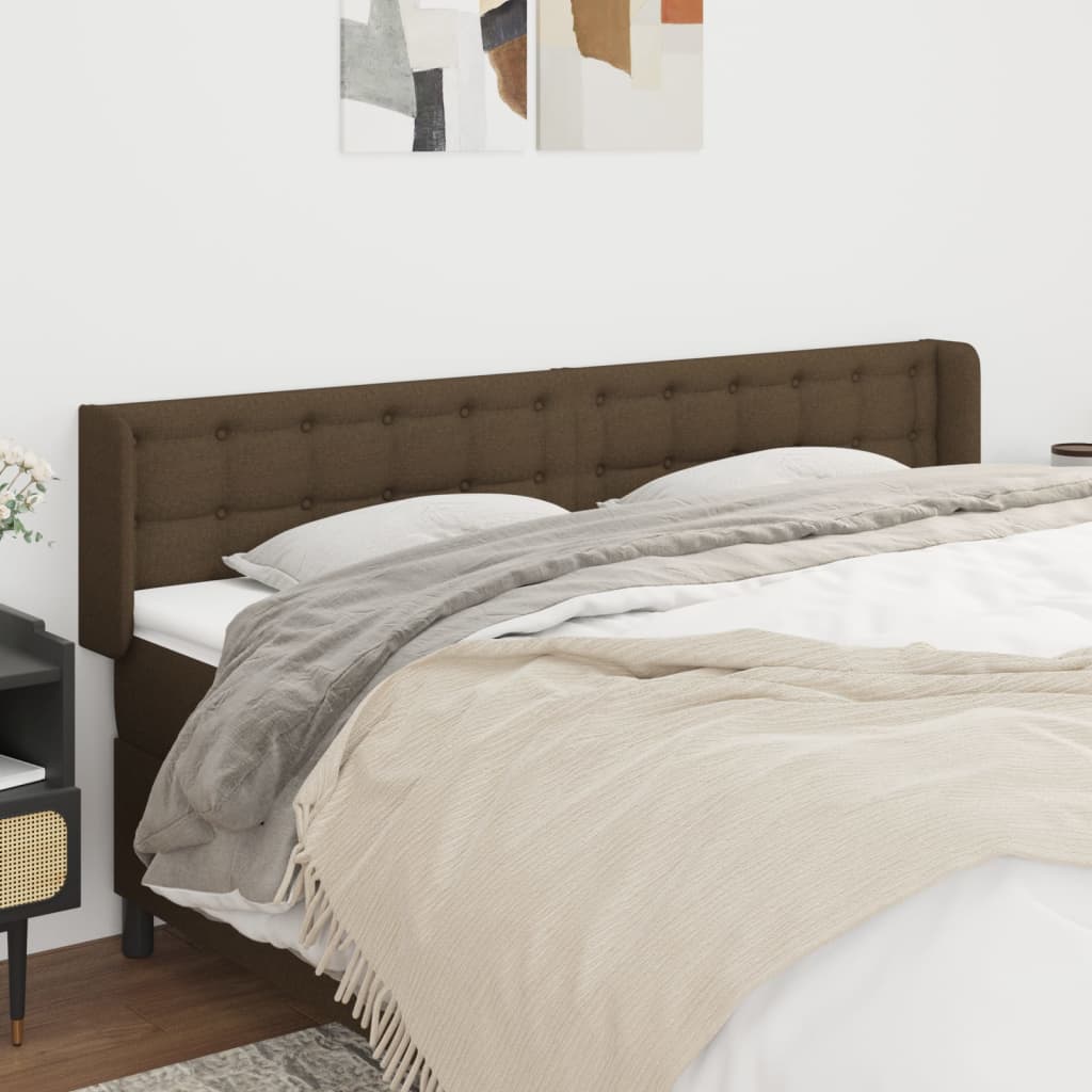 Tête de lit avec oreilles Marron Foncé 163x16x78/88 cm Tissu - XIOS