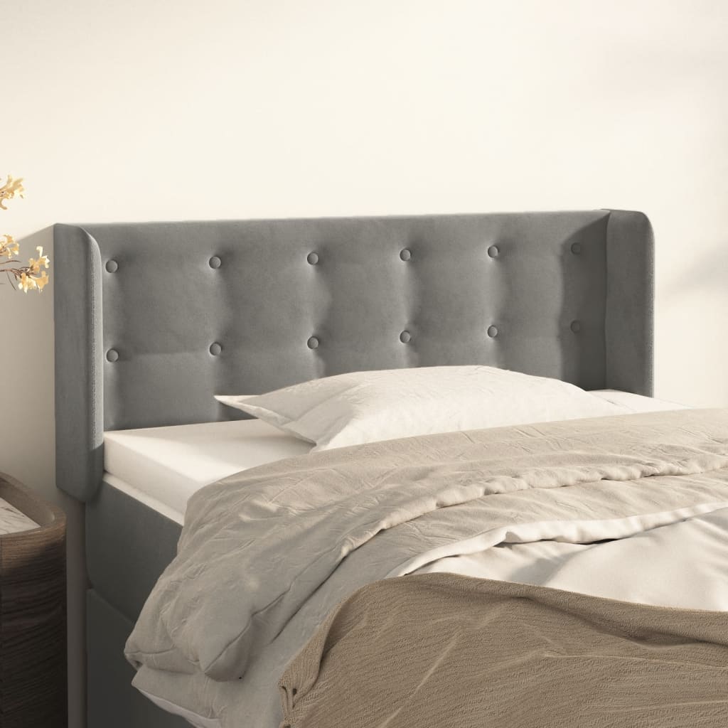 Tête de lit avec oreilles Gris clair 83x16x78/88 cm Velours - XIOS