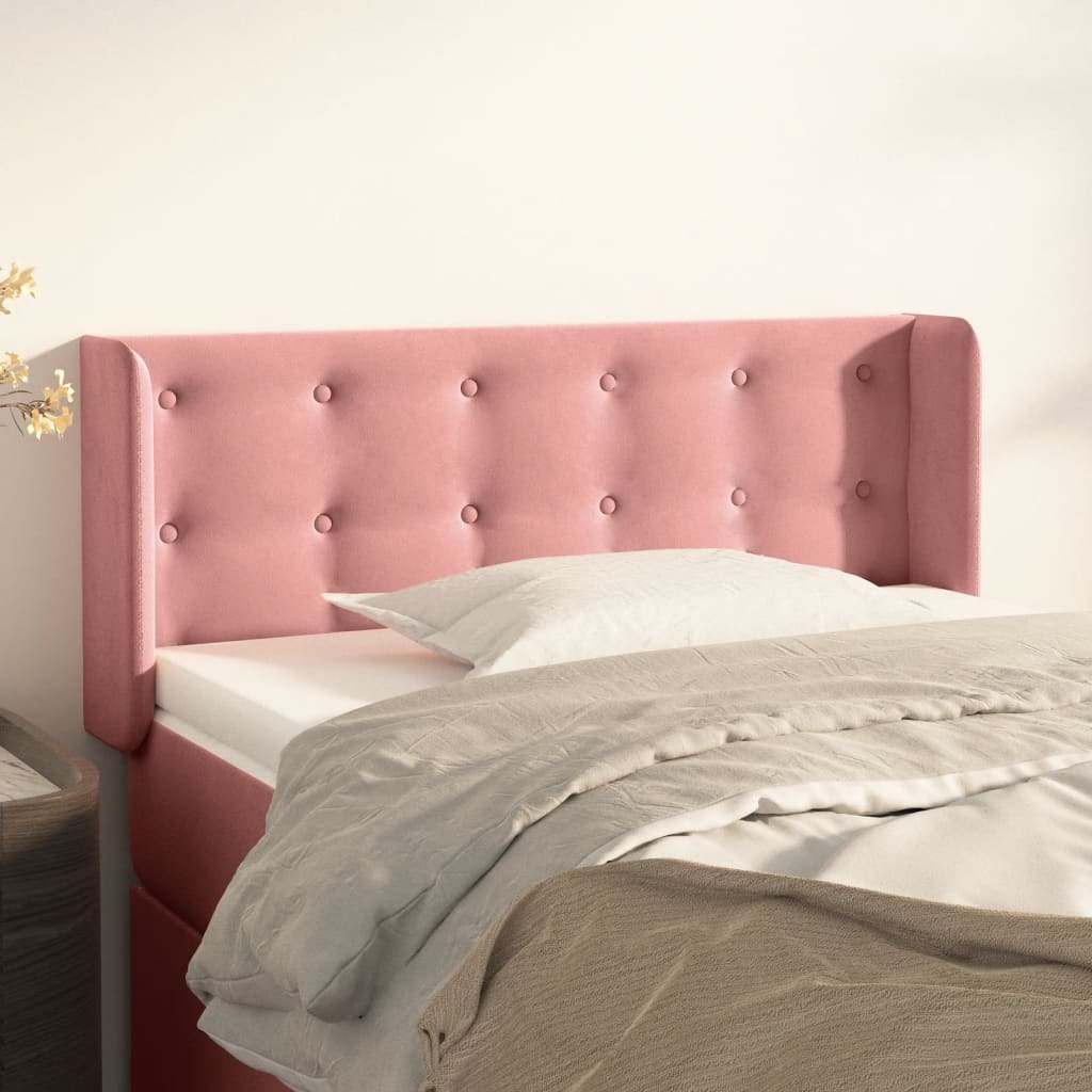 Tête de lit avec oreilles Rose 93x16x78/88 cm Velours - XIOS