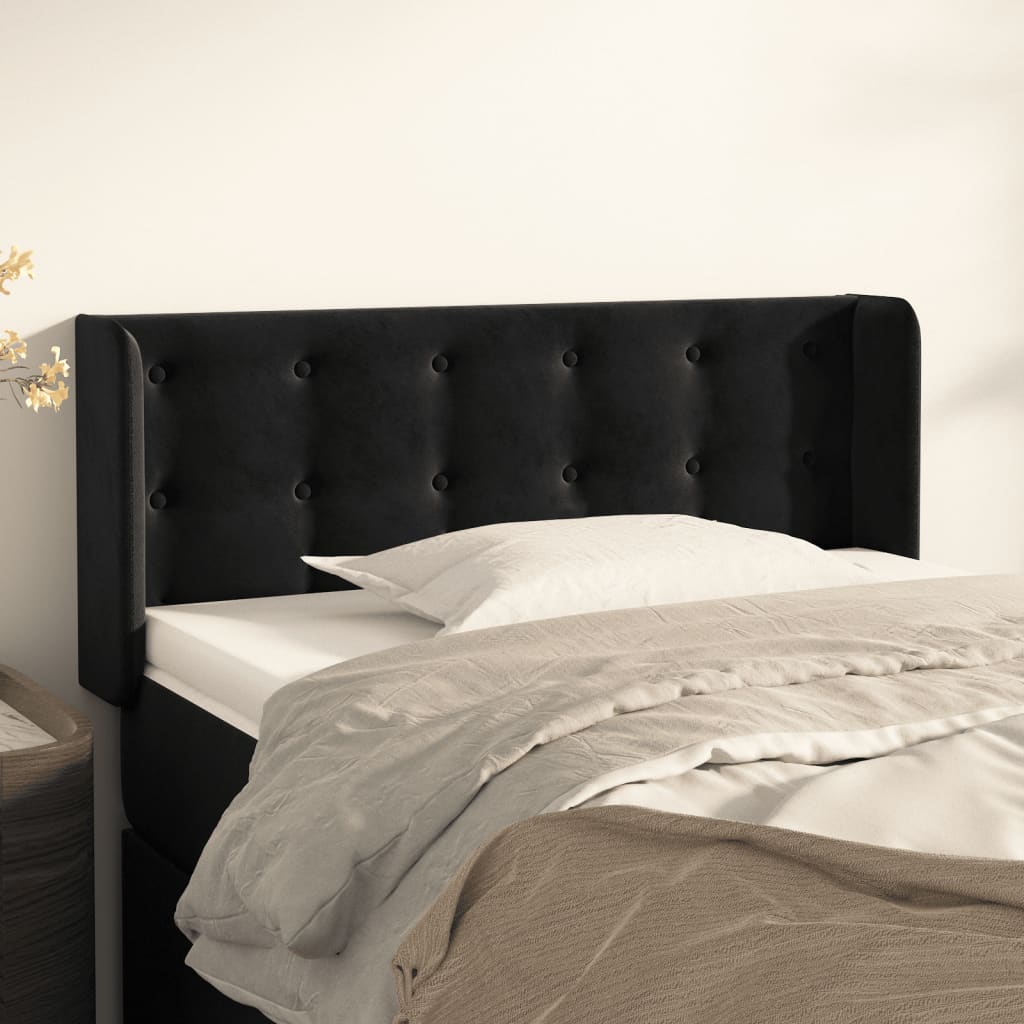 Tête de lit avec oreilles Noir 103x16x78/88 cm Velours - XIOS