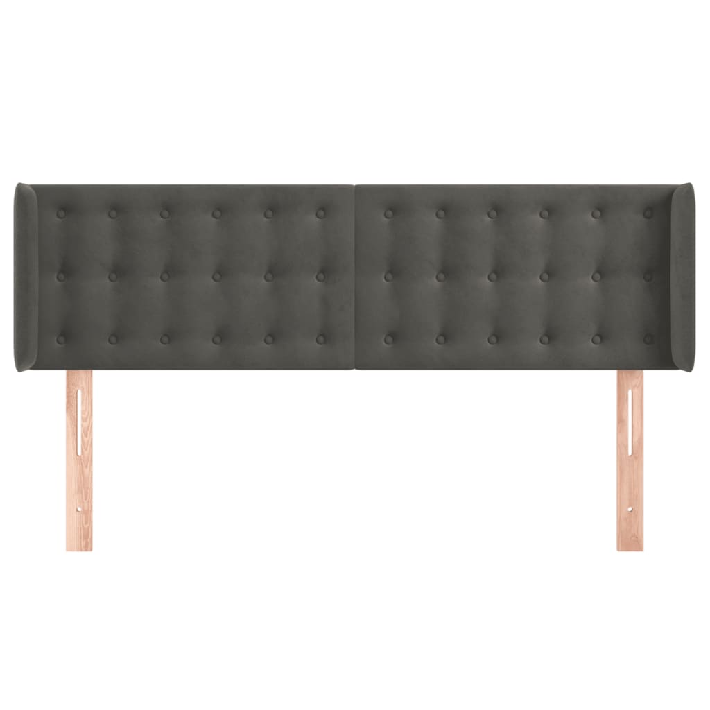 Tête de lit avec oreilles Gris foncé 147x16x78/88 cm Velours - XIOS