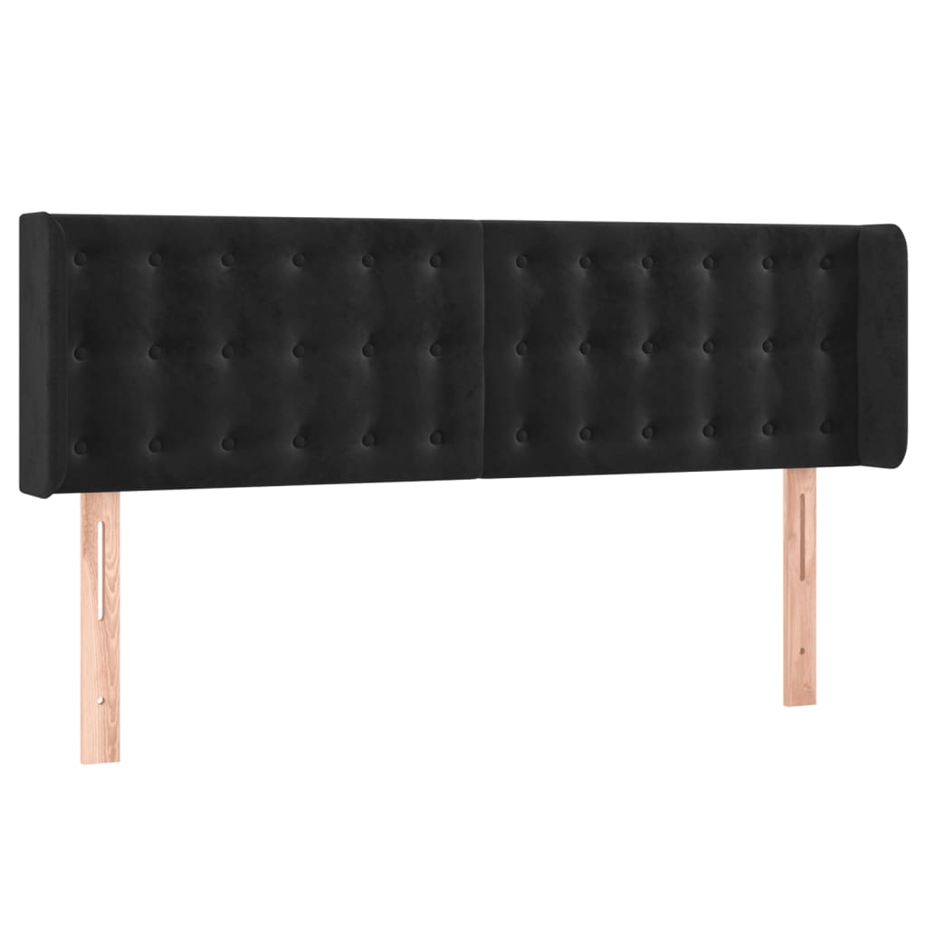 Tête de lit avec oreilles Noir 147x16x78/88 cm Velours - XIOS
