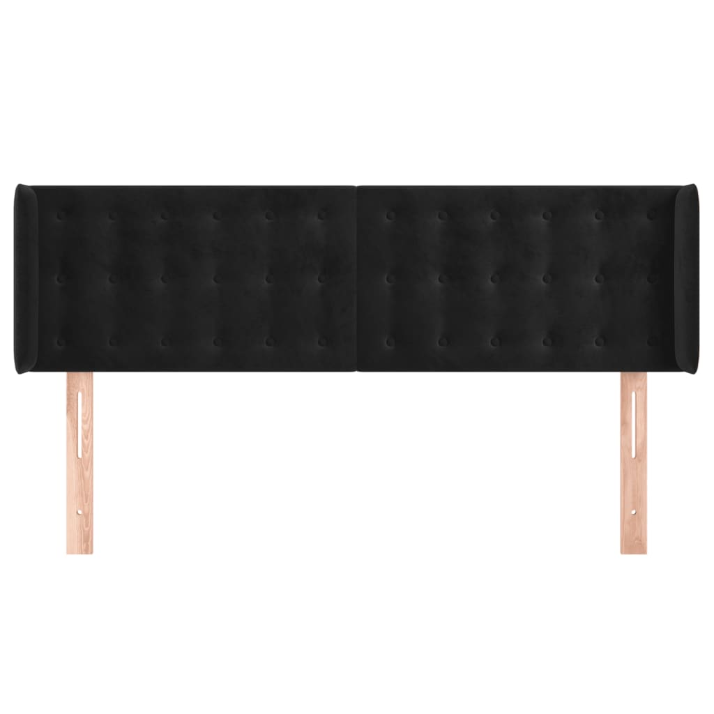 Tête de lit avec oreilles Noir 147x16x78/88 cm Velours - XIOS