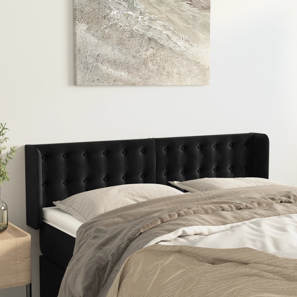 Tête de lit avec oreilles Noir 147x16x78/88 cm Velours - XIOS
