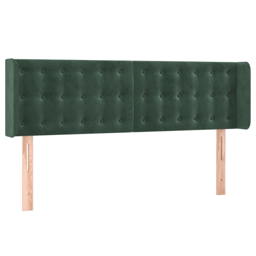 Tête de lit avec oreilles Vert foncé 147x16x78/88 cm Velours - XIOS