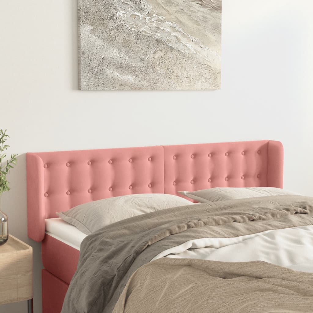 Tête de lit avec oreilles Rose 147x16x78/88 cm Velours - XIOS