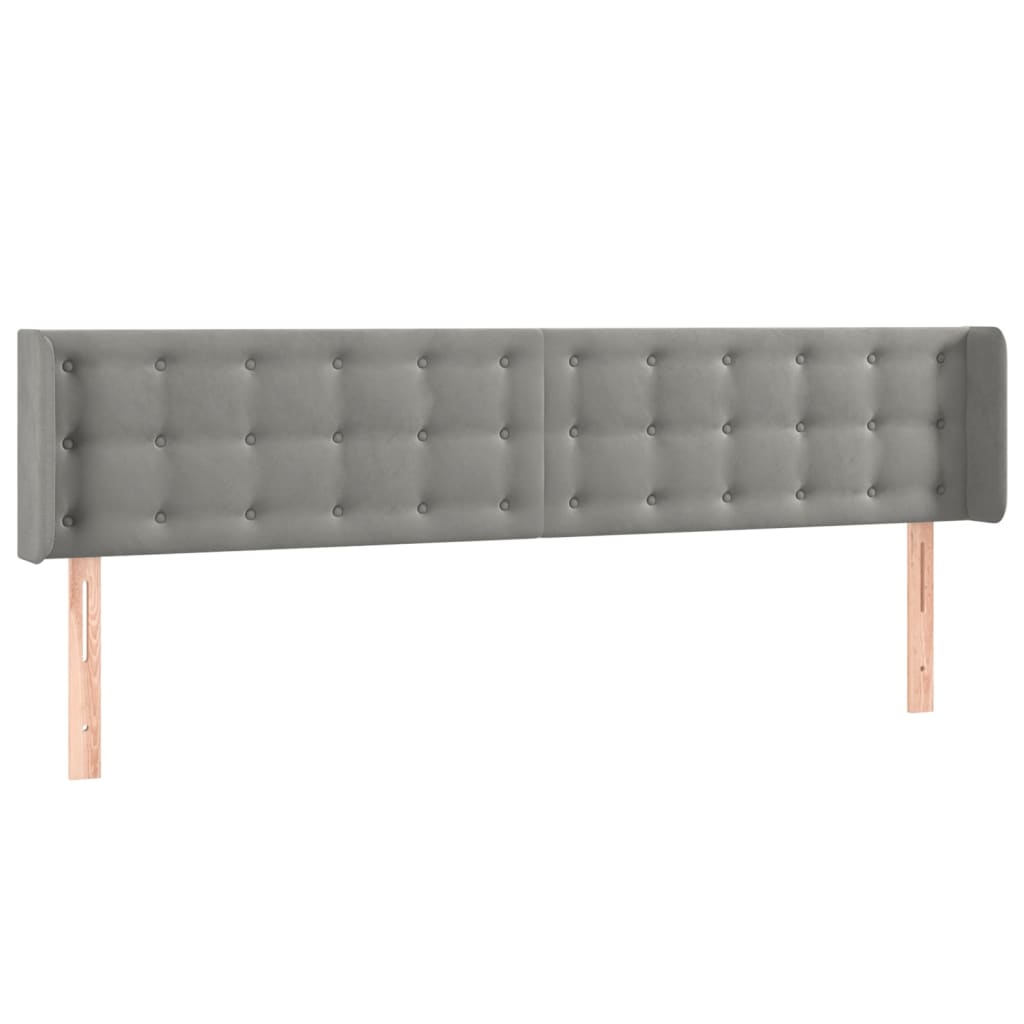 Tête de lit avec oreilles Gris clair 163x16x78/88 cm Velours - XIOS