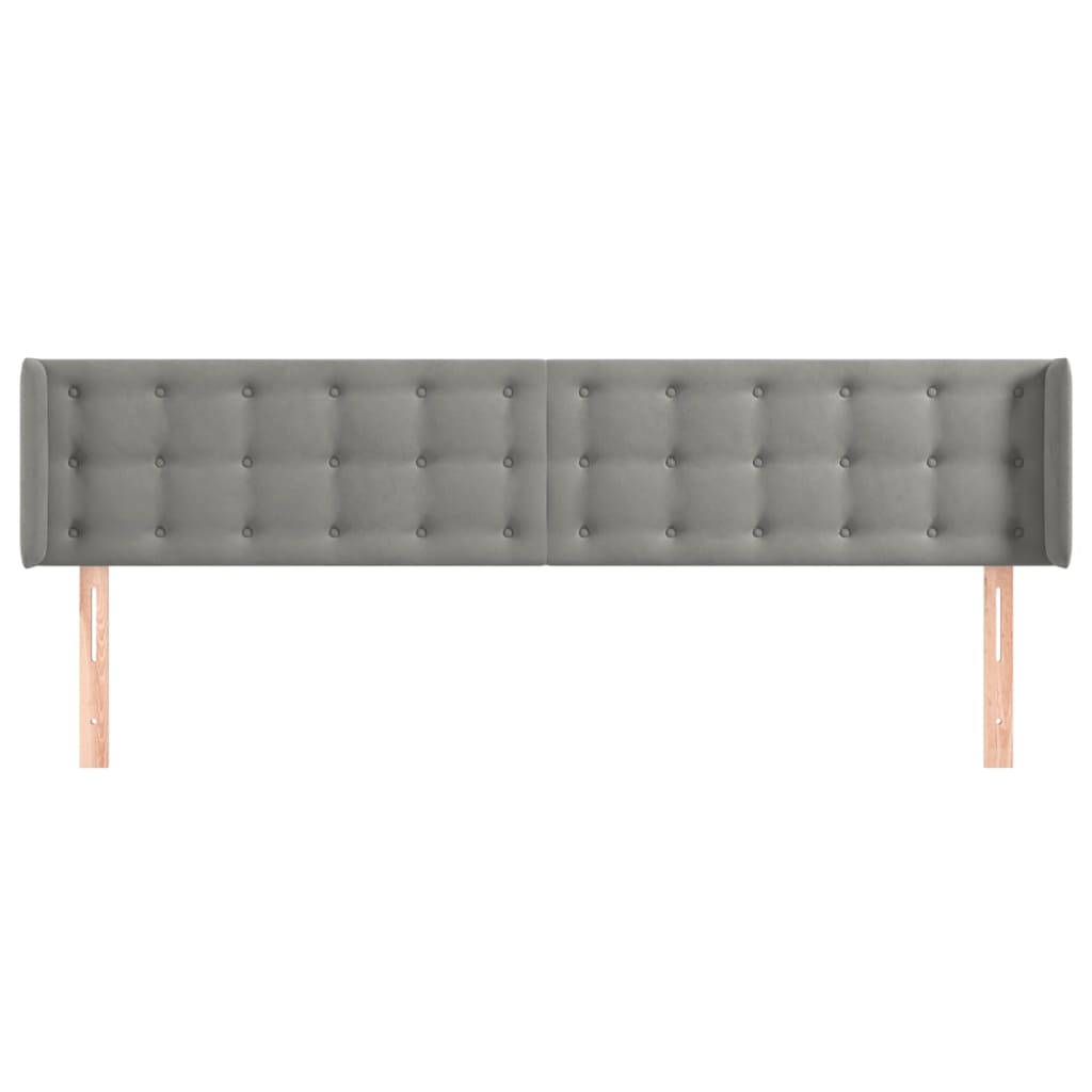 Tête de lit avec oreilles Gris clair 163x16x78/88 cm Velours - XIOS