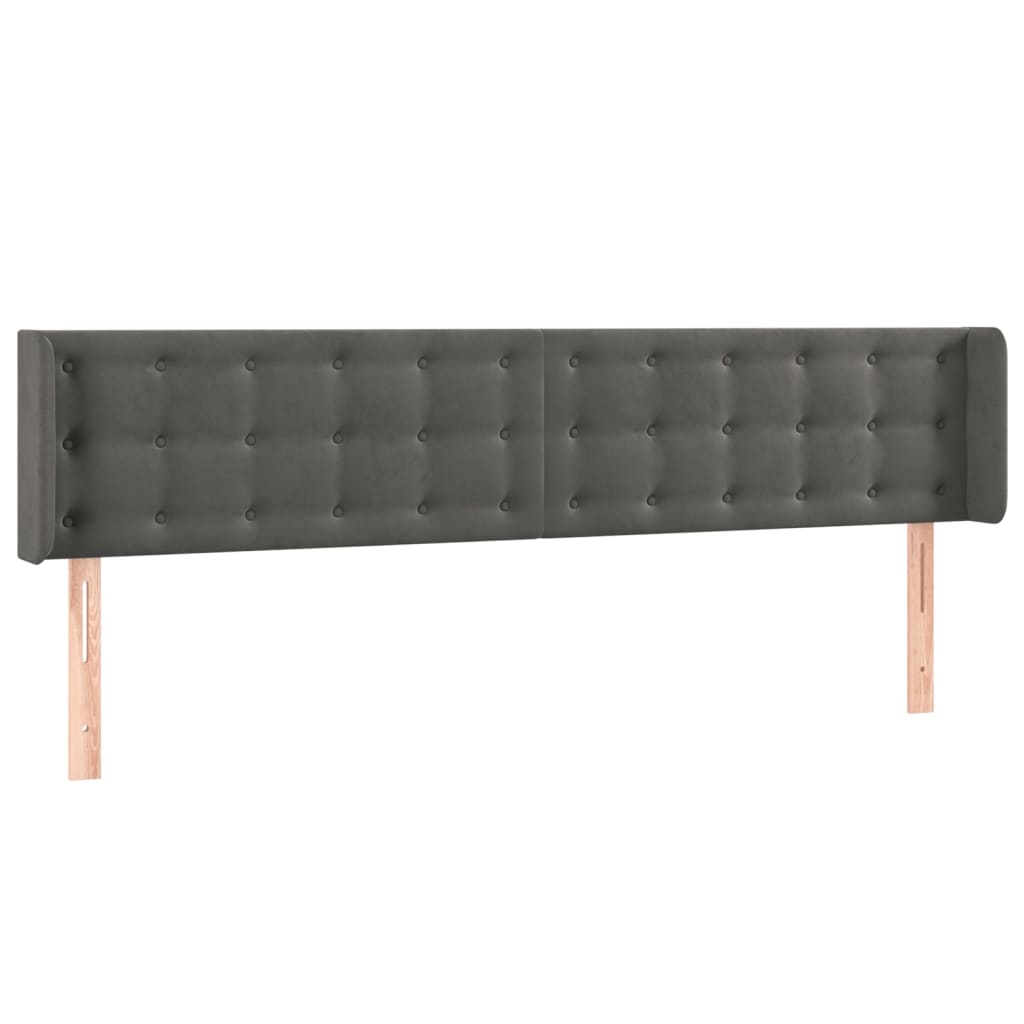 Tête de lit avec oreilles Gris foncé 163x16x78/88 cm Velours - XIOS