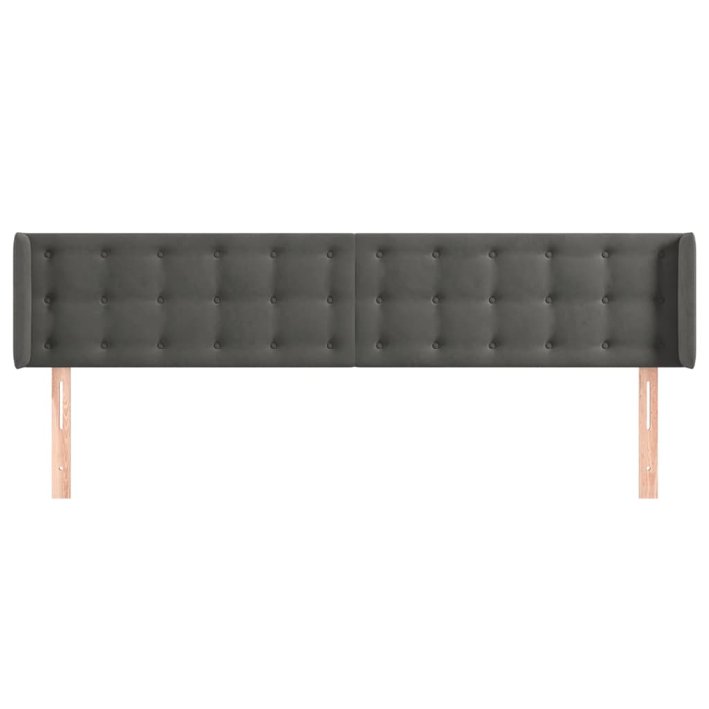 Tête de lit avec oreilles Gris foncé 163x16x78/88 cm Velours - XIOS