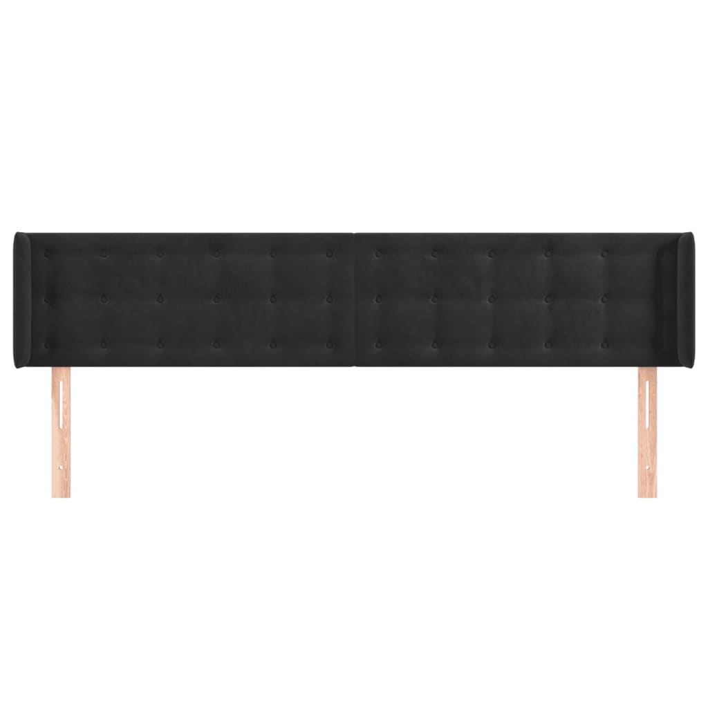 Tête de lit avec oreilles Noir 163x16x78/88 cm Velours - XIOS