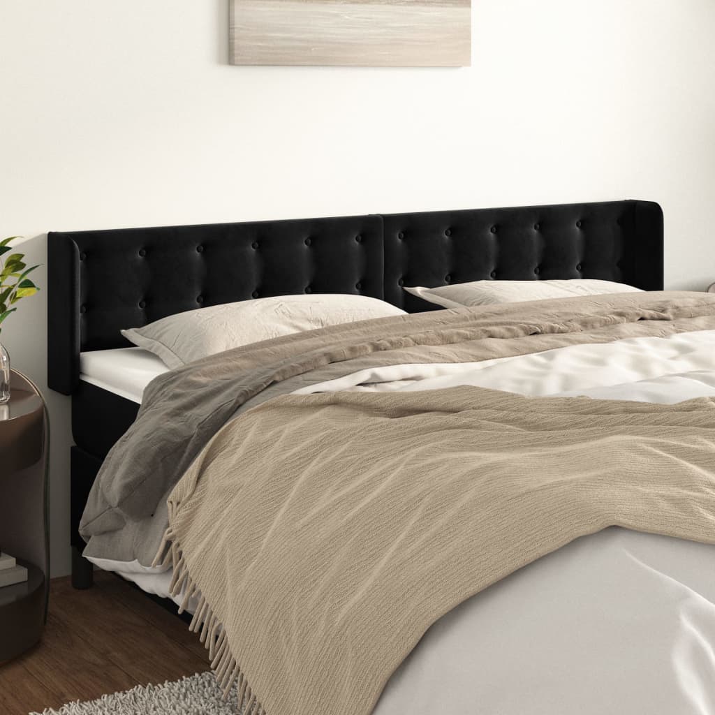Tête de lit avec oreilles Noir 163x16x78/88 cm Velours - XIOS