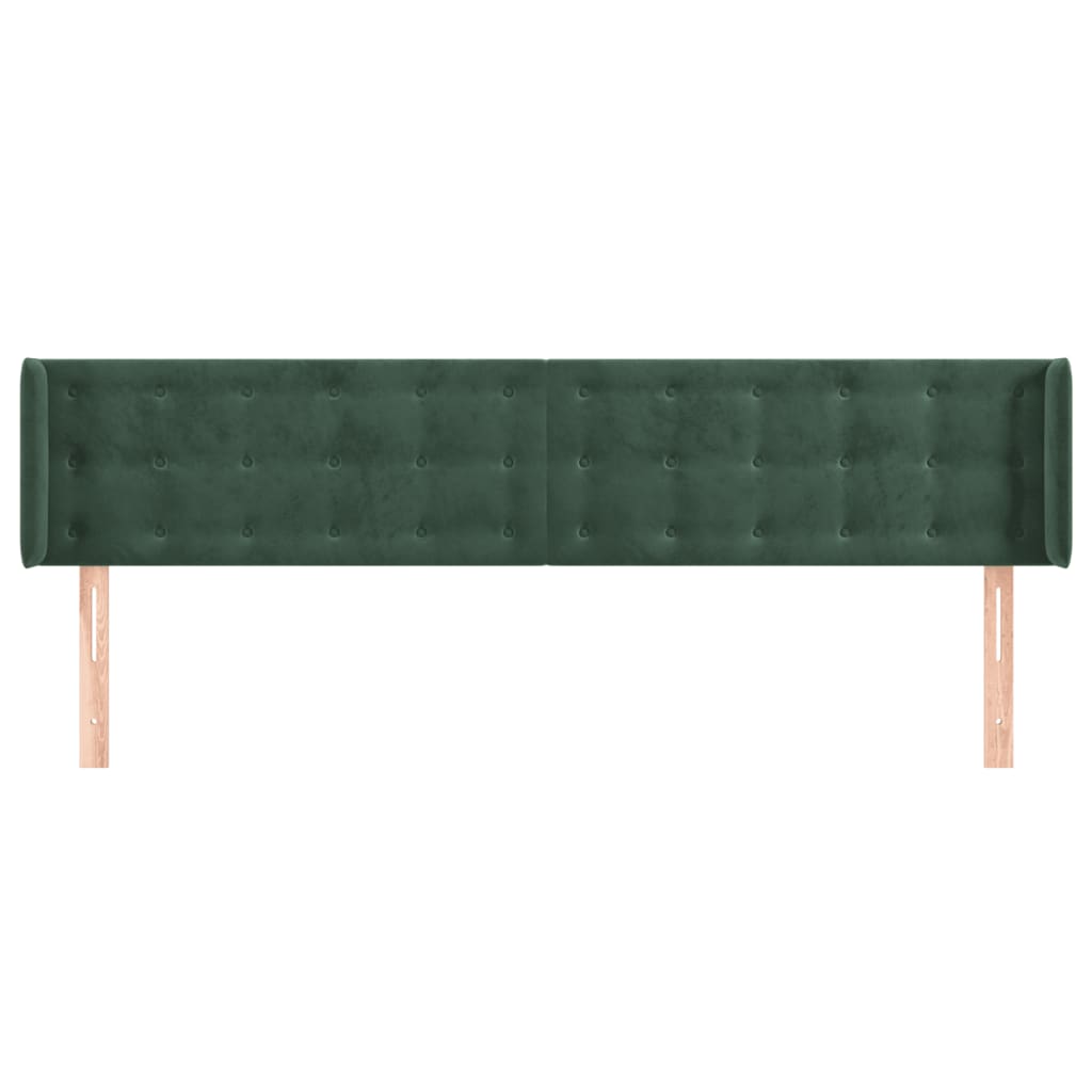 Tête de lit avec oreilles Vert foncé 163x16x78/88 cm Velours - XIOS