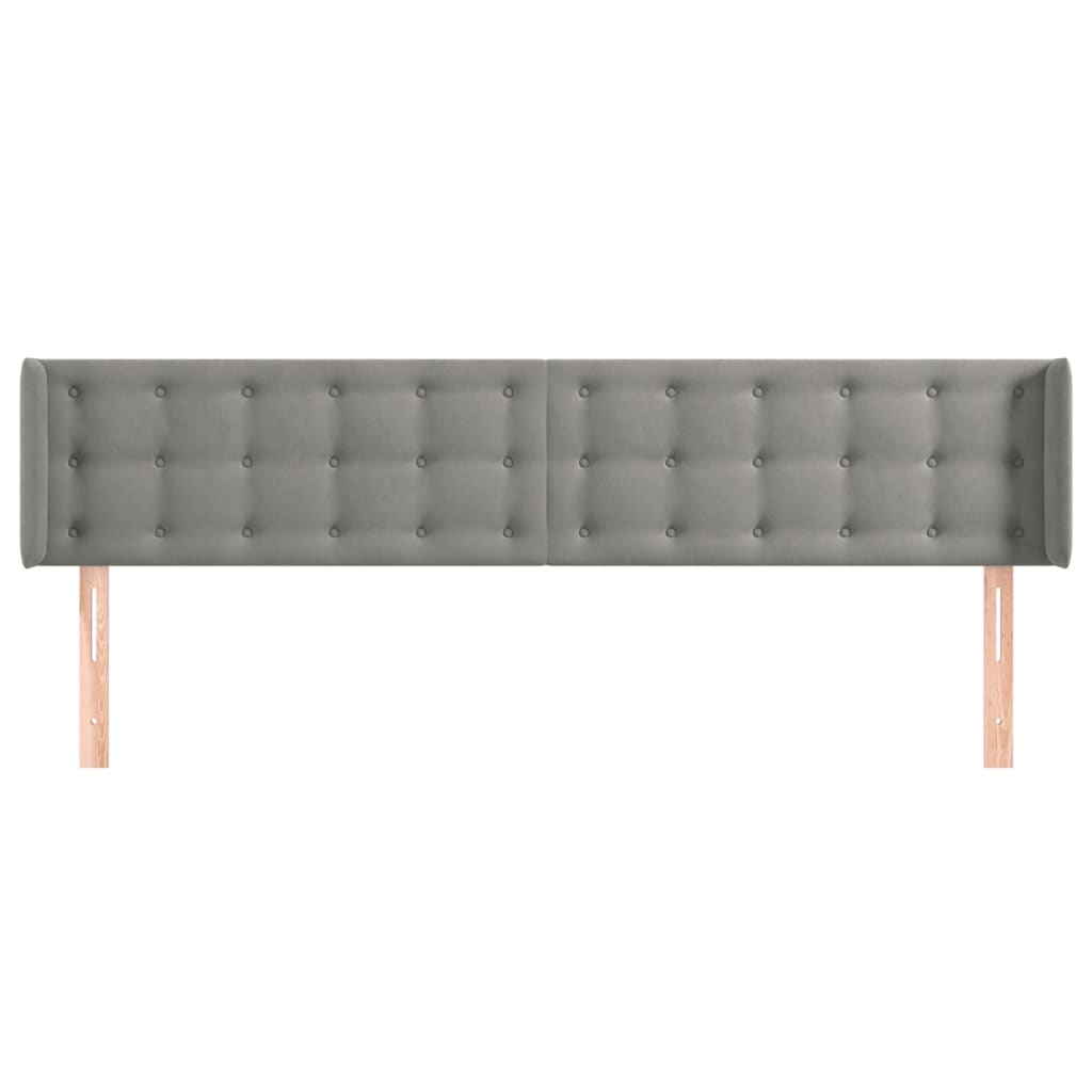 Tête de lit avec oreilles Gris clair 183x16x78/88 cm Velours - XIOS