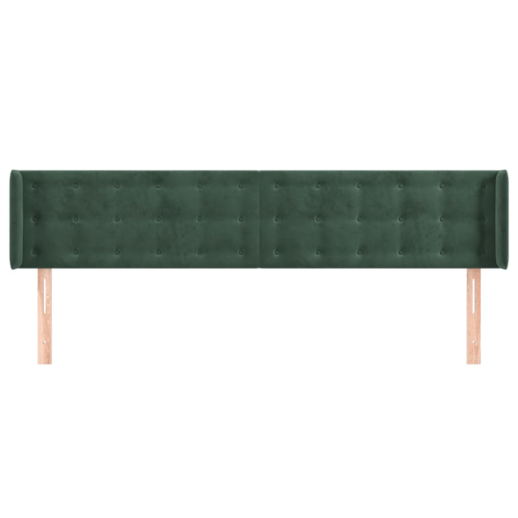 Tête de lit avec oreilles Vert foncé 183x16x78/88 cm Velours - XIOS