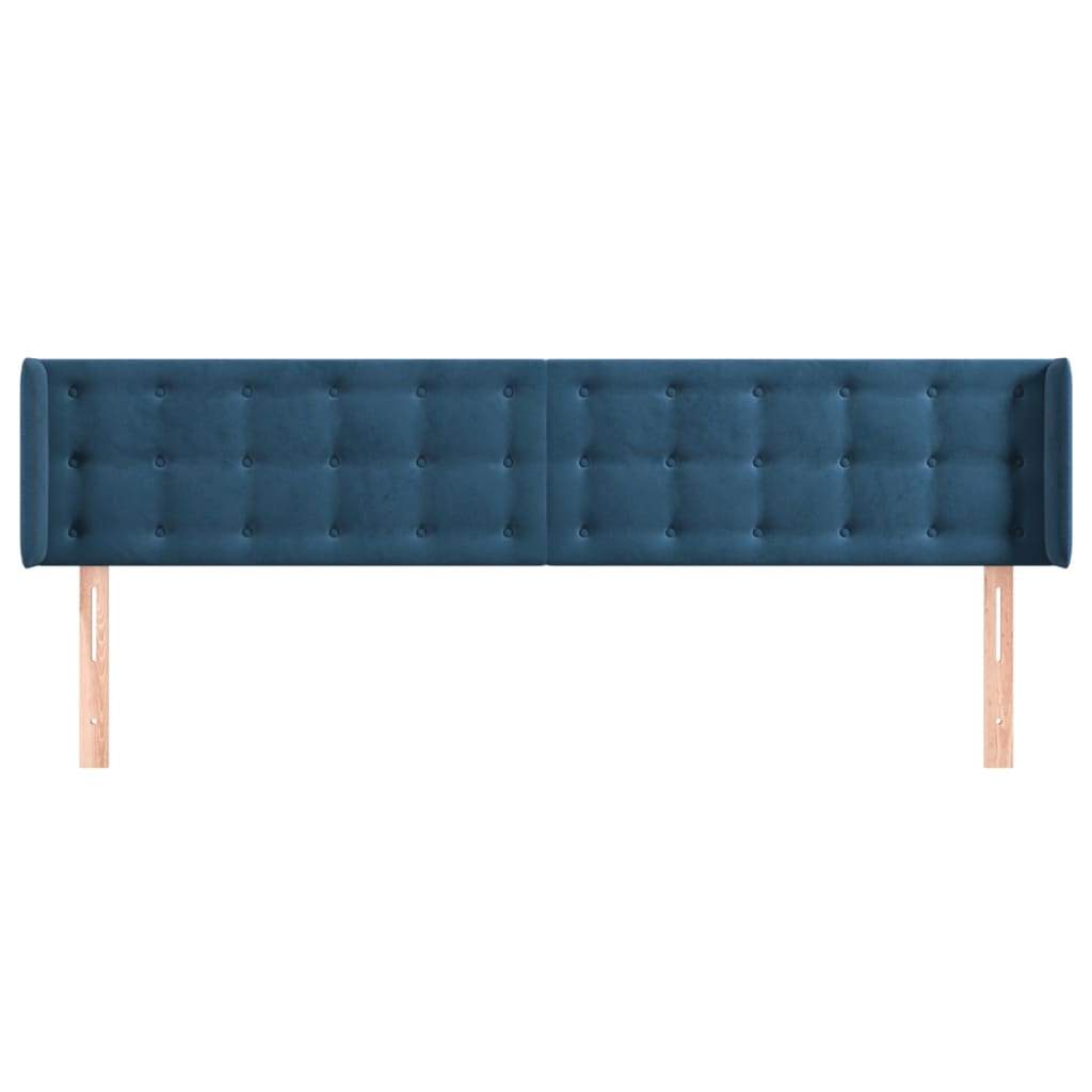 Tête de lit avec oreilles Bleu foncé 183x16x78/88 cm Velours - XIOS