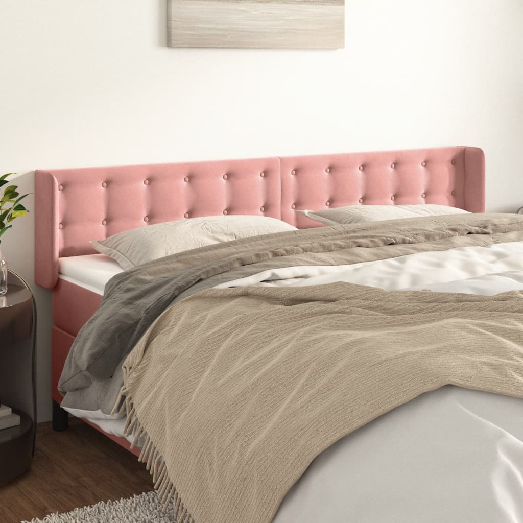 Tête de lit avec oreilles Rose 183x16x78/88 cm Velours - XIOS