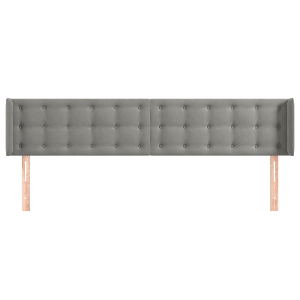 Tête de lit avec oreilles Gris clair 203x16x78/88 cm Velours - XIOS