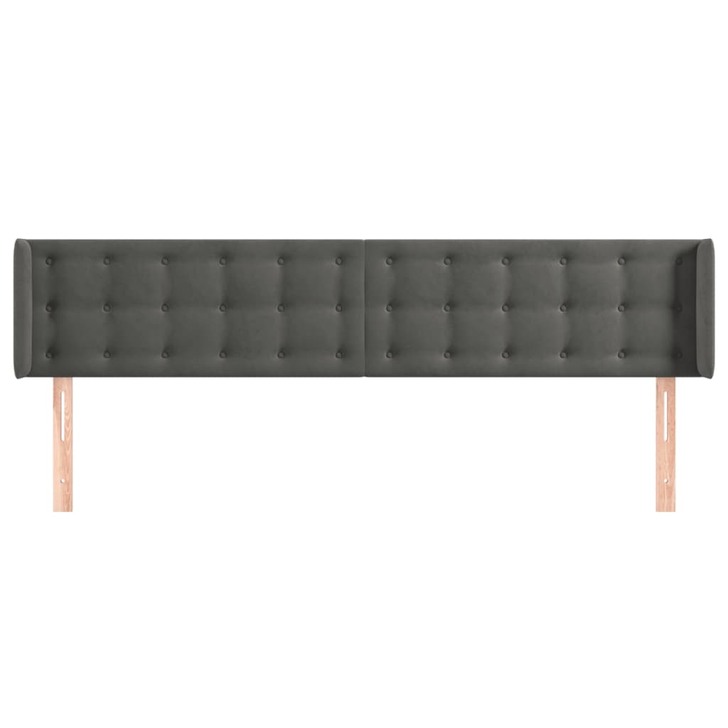 Tête de lit avec oreilles Gris foncé 203x16x78/88 cm Velours - XIOS