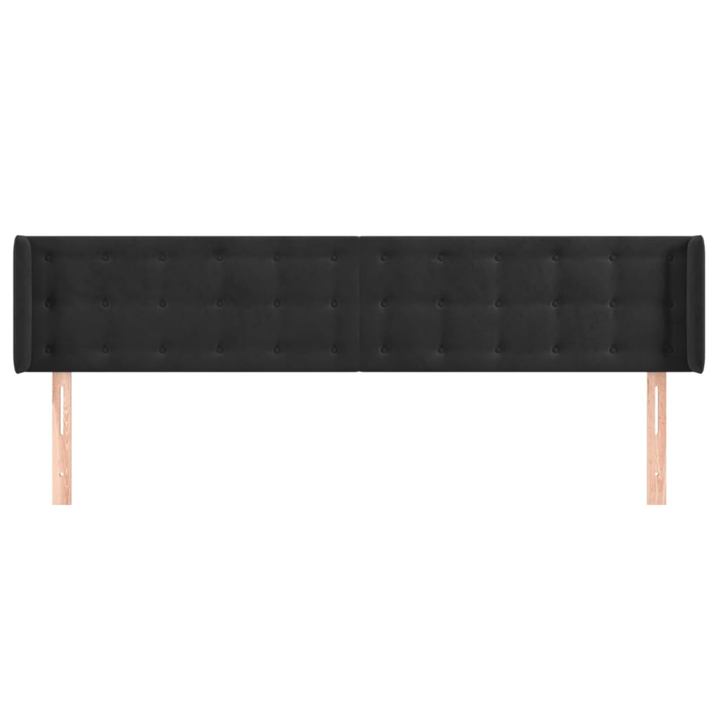 Tête de lit avec oreilles Noir 203x16x78/88 cm Velours - XIOS