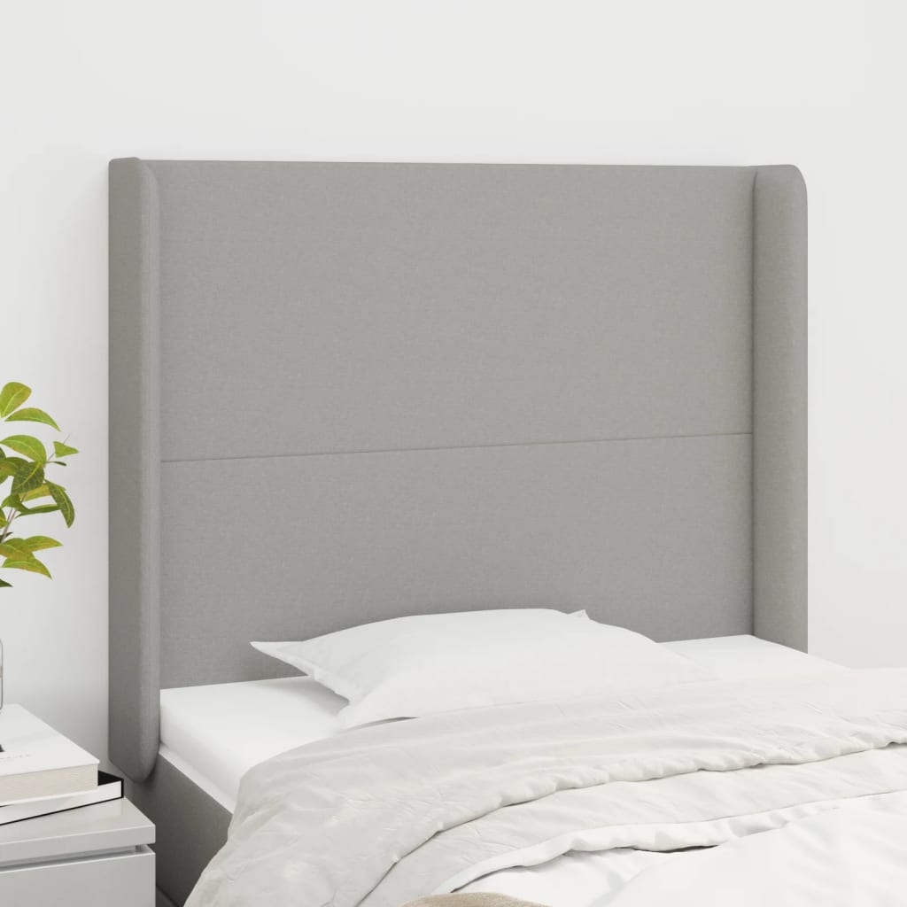 Tête de lit avec oreilles Gris clair 93x16x118/128 cm Tissu - XIOS