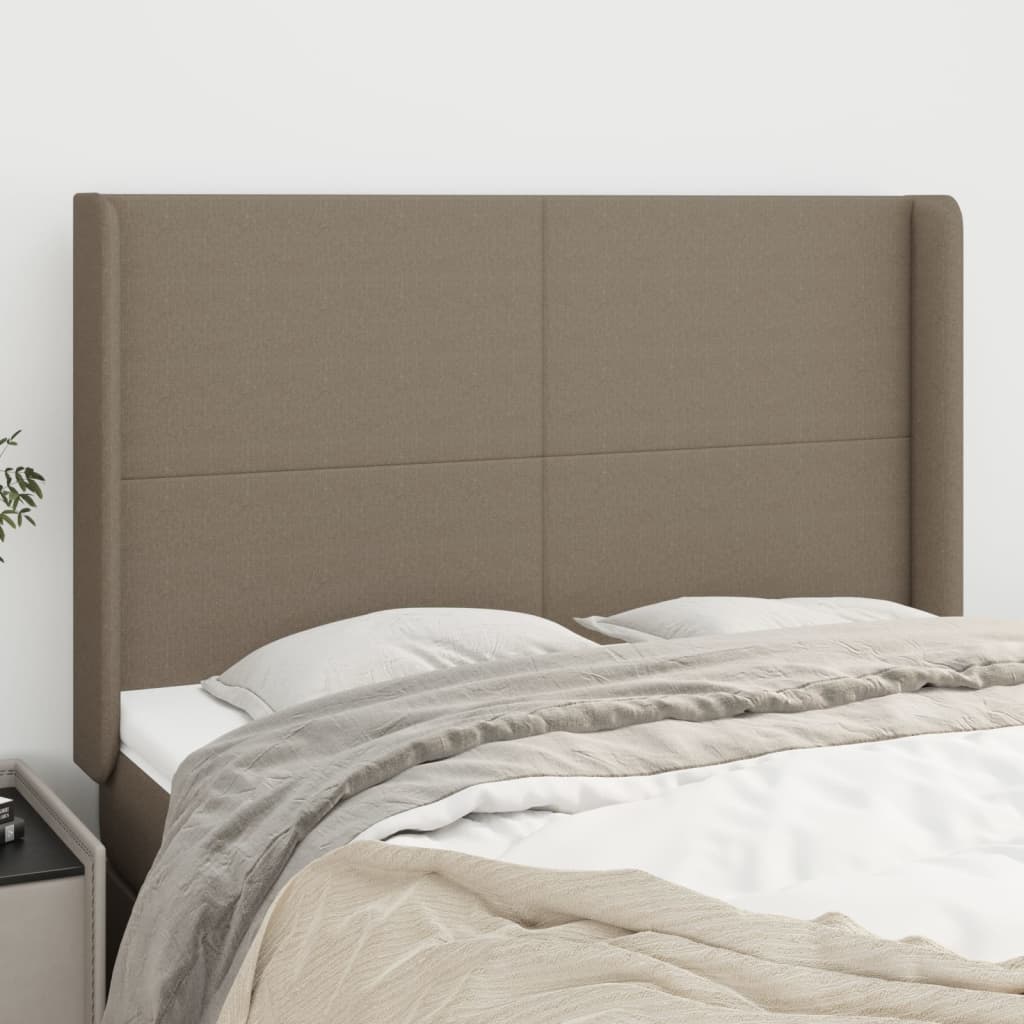 Tête de lit avec oreilles Taupe 147x16x118/128 cm Tissu - XIOS