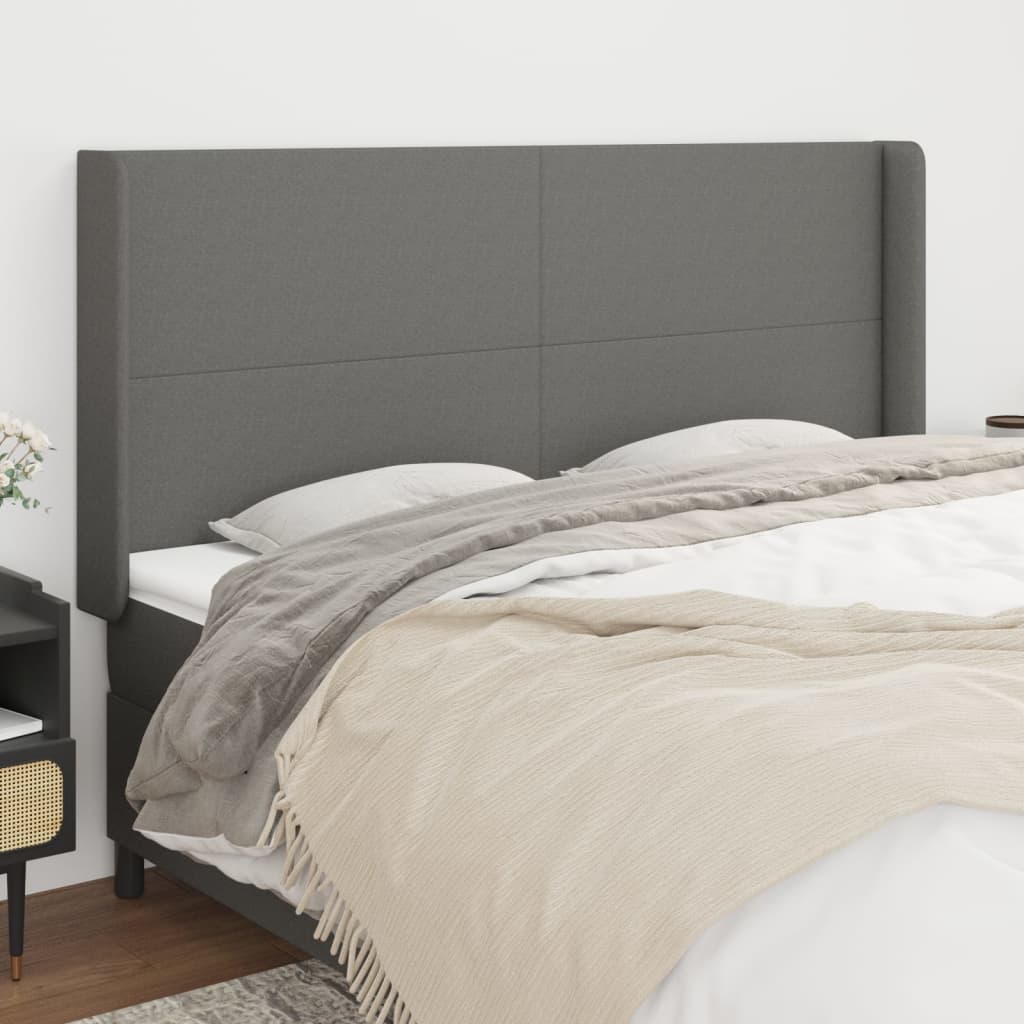 Tête de lit avec oreilles Gris foncé 163x16x118/128 cm Tissu - XIOS