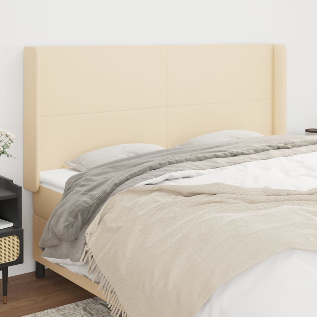 Tête de lit avec oreilles Crème 163x16x118/128 cm Tissu - XIOS