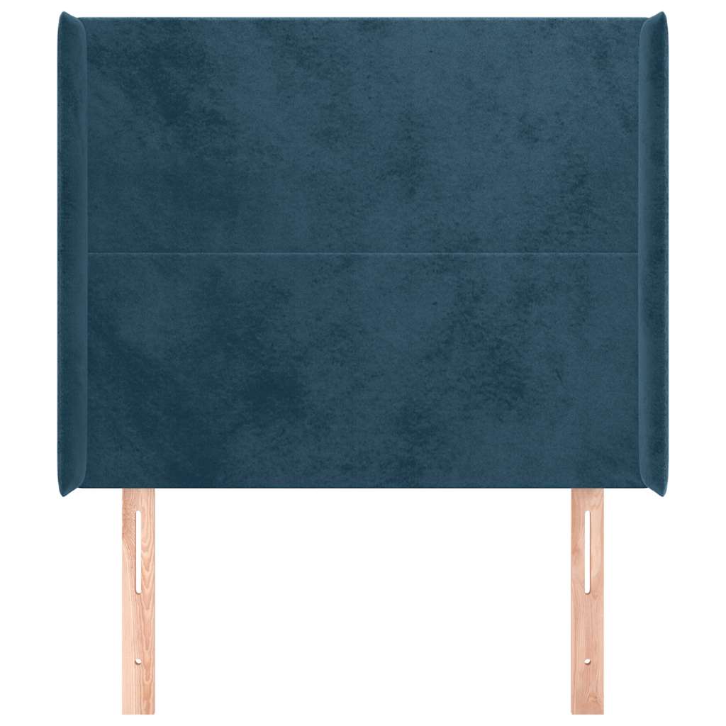 Tête de lit avec oreilles Bleu foncé 83x16x118/128 cm Velours