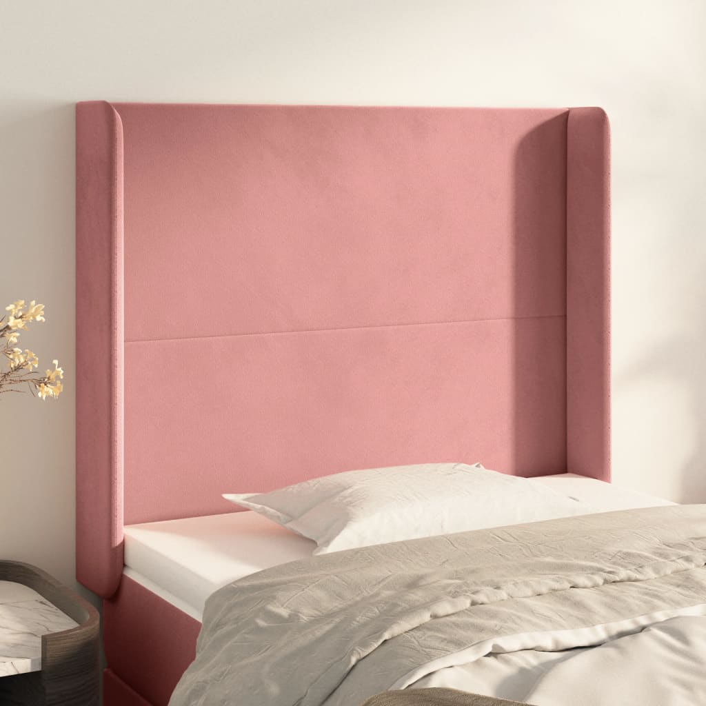 Tête de lit avec oreilles Rose 83x16x118/128 cm Velours - XIOS