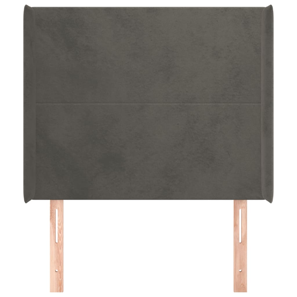 Tête de lit avec oreilles Gris foncé 93x16x118/128 cm Velours - XIOS