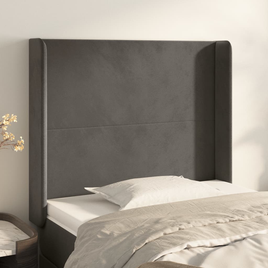 Tête de lit avec oreilles Gris foncé 93x16x118/128 cm Velours - XIOS