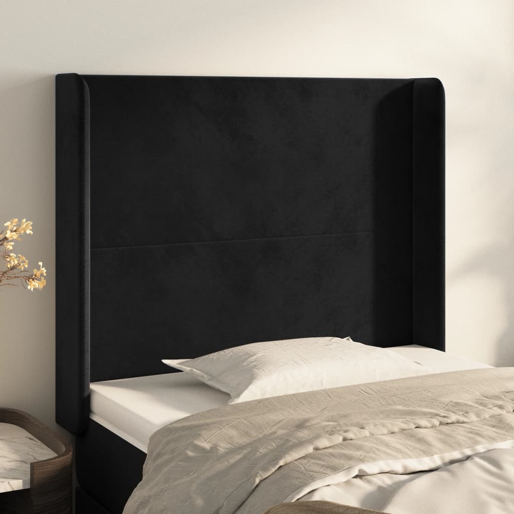 Tête de lit avec oreilles Noir 93x16x118/128 cm Velours - XIOS